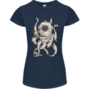 Steampunk Octopus Kraken Cthulhu Womens Petite Cut T-Shirt Navy Blue