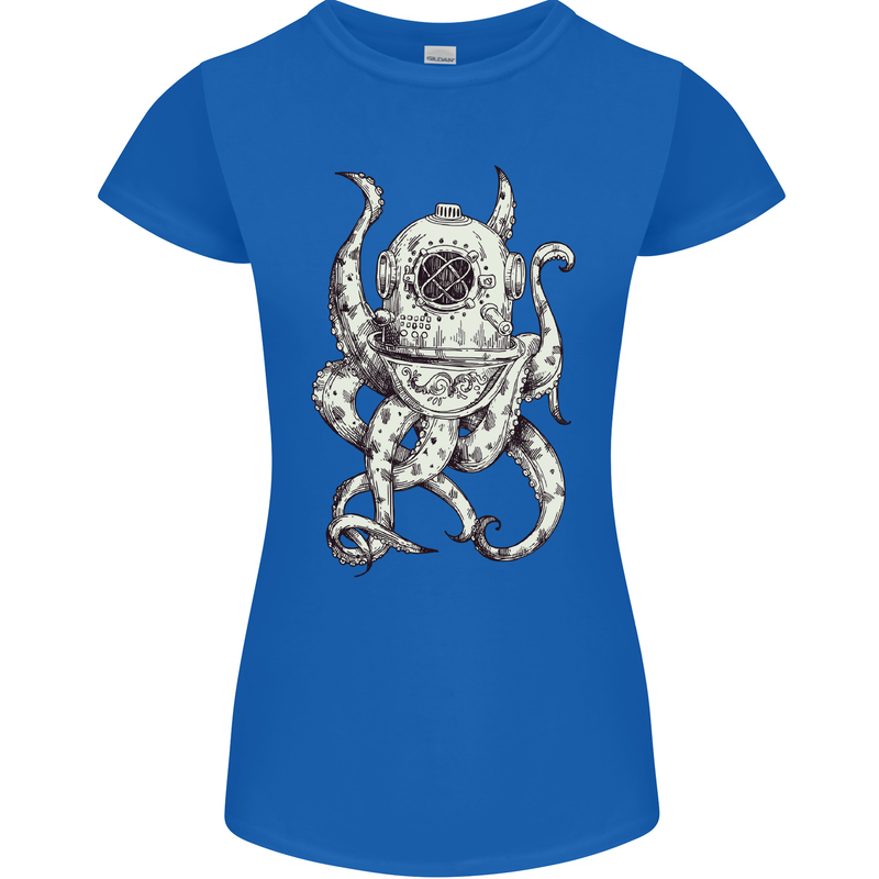 Steampunk Octopus Kraken Cthulhu Womens Petite Cut T-Shirt Royal Blue
