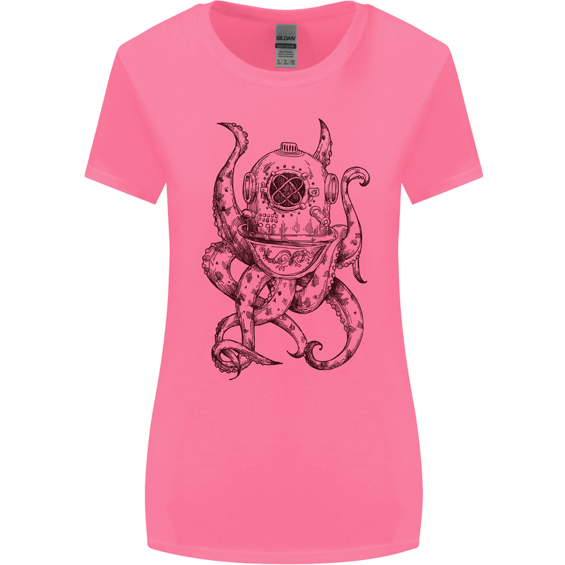 Steampunk Octopus Kraken Cthulhu Womens Wider Cut T-Shirt Azalea