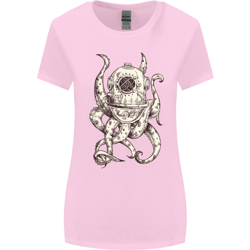 Steampunk Octopus Kraken Cthulhu Womens Wider Cut T-Shirt Light Pink