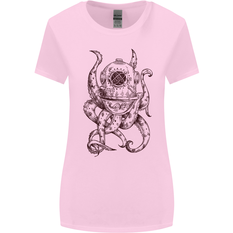 Steampunk Octopus Kraken Cthulhu Womens Wider Cut T-Shirt Light Pink