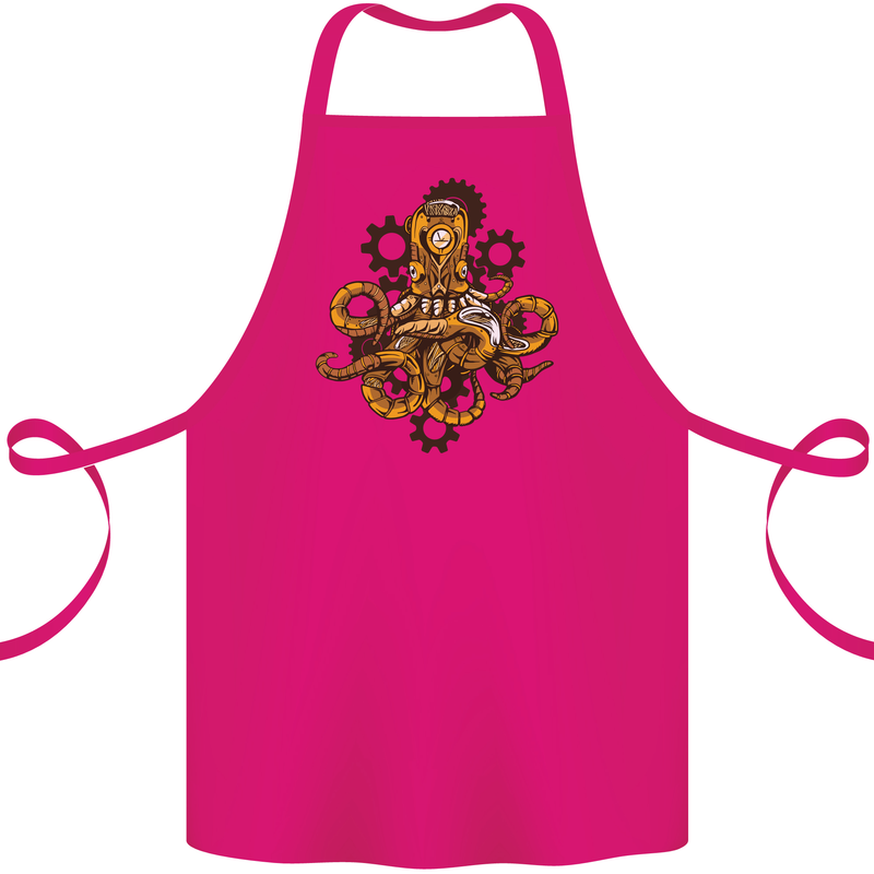 Steampunk Octopus Scuba Diving Cthulhu Cotton Apron 100% Organic Pink