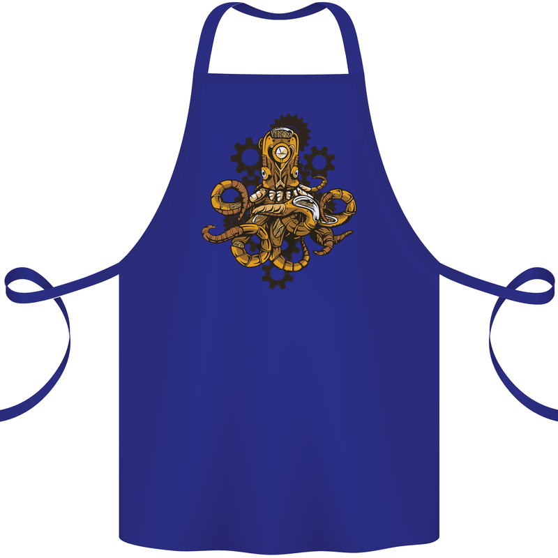 Steampunk Octopus Scuba Diving Cthulhu Cotton Apron 100% Organic Royal Blue