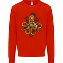 Steampunk Octopus Scuba Diving Cthulhu Kids Sweatshirt Jumper Bright Red