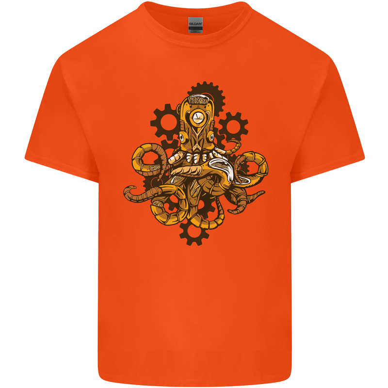 Steampunk Octopus Scuba Diving Cthulhu Kids T-Shirt Childrens Orange
