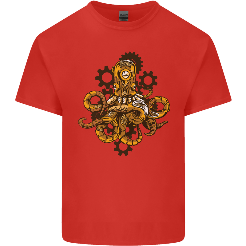 Steampunk Octopus Scuba Diving Cthulhu Kids T-Shirt Childrens Red