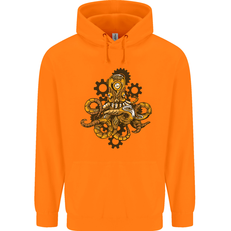 Steampunk Octopus Scuba Diving Cthulhu Mens 80% Cotton Hoodie Orange