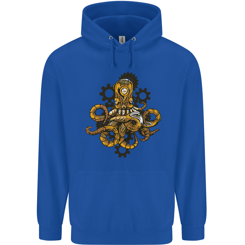 Steampunk Octopus Scuba Diving Cthulhu Mens 80% Cotton Hoodie Royal Blue