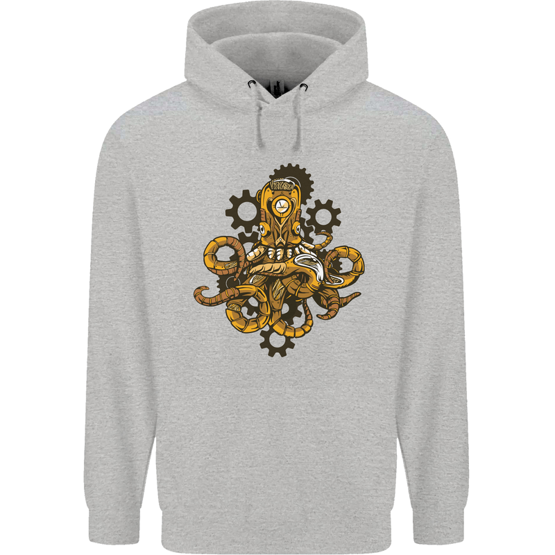 Steampunk Octopus Scuba Diving Cthulhu Mens 80% Cotton Hoodie Sports Grey