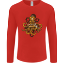 Steampunk Octopus Scuba Diving Cthulhu Mens Long Sleeve T-Shirt Red