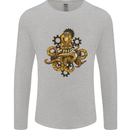 Steampunk Octopus Scuba Diving Cthulhu Mens Long Sleeve T-Shirt Sports Grey