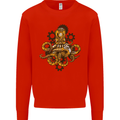 Steampunk Octopus Scuba Diving Cthulhu Mens Sweatshirt Jumper Bright Red