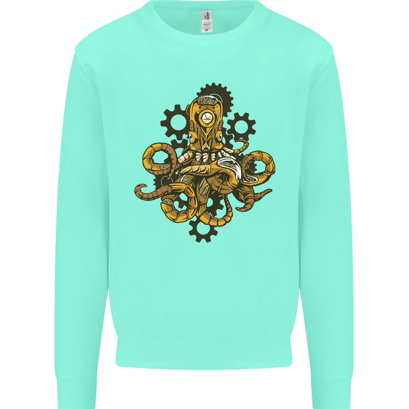 Steampunk Octopus Scuba Diving Cthulhu Mens Sweatshirt Jumper Peppermint