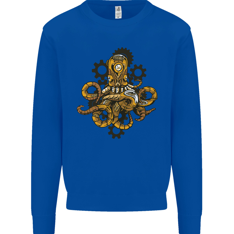 Steampunk Octopus Scuba Diving Cthulhu Mens Sweatshirt Jumper Royal Blue
