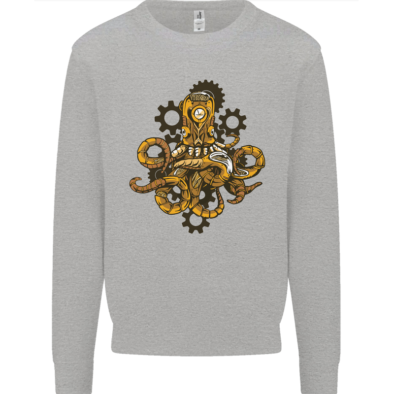 Steampunk Octopus Scuba Diving Cthulhu Mens Sweatshirt Jumper Sports Grey