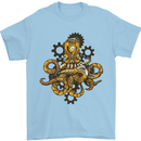 Steampunk Octopus Scuba Diving Cthulhu Mens T-Shirt 100% Cotton Light Blue