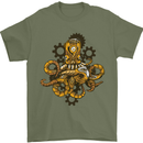 Steampunk Octopus Scuba Diving Cthulhu Mens T-Shirt 100% Cotton Military Green