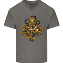 Steampunk Octopus Scuba Diving Cthulhu Mens V-Neck Cotton T-Shirt Charcoal