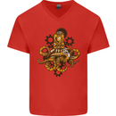 Steampunk Octopus Scuba Diving Cthulhu Mens V-Neck Cotton T-Shirt Red