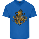 Steampunk Octopus Scuba Diving Cthulhu Mens V-Neck Cotton T-Shirt Royal Blue