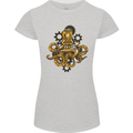 Steampunk Octopus Scuba Diving Cthulhu Womens Petite Cut T-Shirt Sports Grey