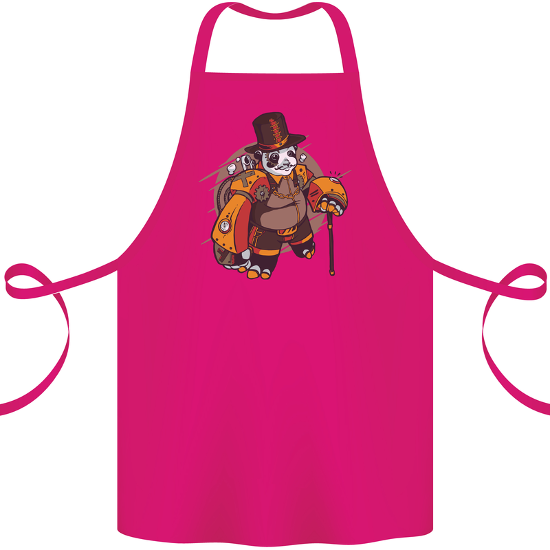 Steampunk Panda Bear Cotton Apron 100% Organic Pink