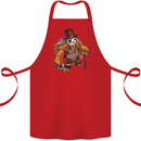 Steampunk Panda Bear Cotton Apron 100% Organic Red