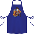 Steampunk Panda Bear Cotton Apron 100% Organic Royal Blue