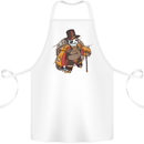 Steampunk Panda Bear Cotton Apron 100% Organic White