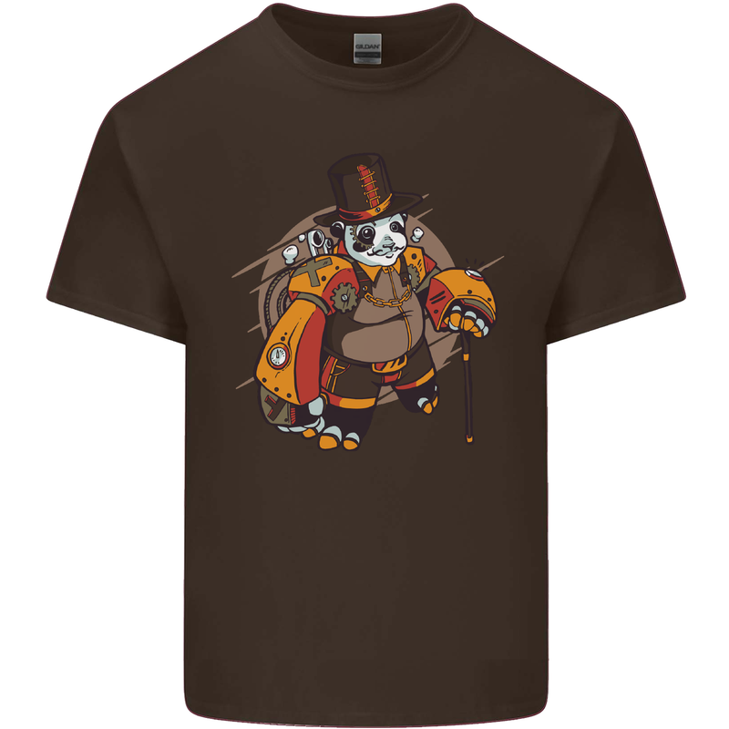 Steampunk Panda Bear Kids T-Shirt Childrens Chocolate