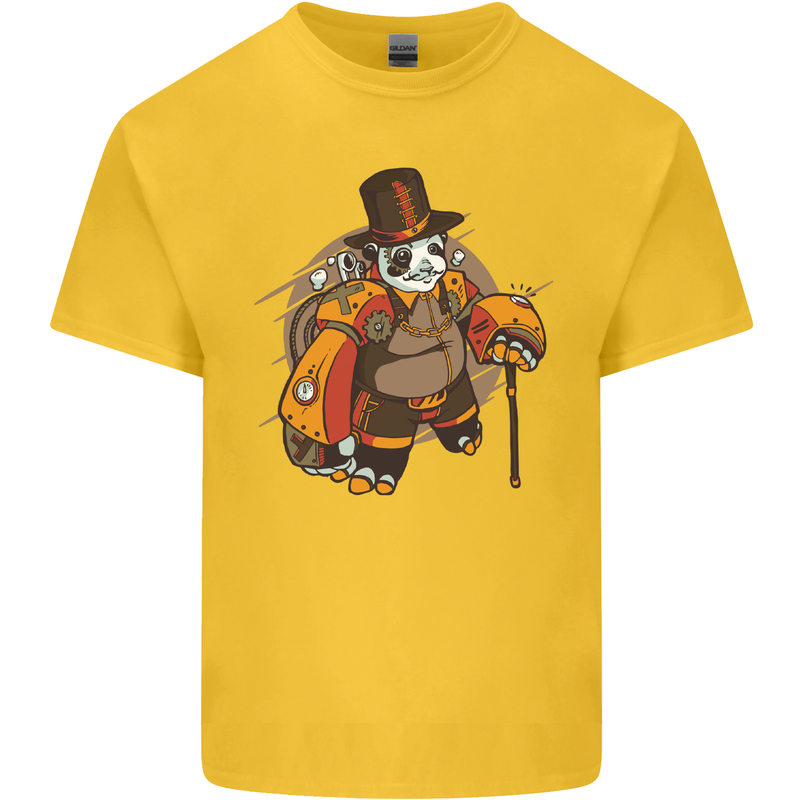 Steampunk Panda Bear Kids T-Shirt Childrens Yellow
