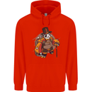 Steampunk Panda Bear Mens 80% Cotton Hoodie Bright Red