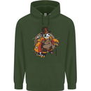 Steampunk Panda Bear Mens 80% Cotton Hoodie Forest Green