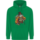 Steampunk Panda Bear Mens 80% Cotton Hoodie Irish Green