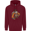 Steampunk Panda Bear Mens 80% Cotton Hoodie Maroon