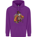 Steampunk Panda Bear Mens 80% Cotton Hoodie Purple