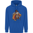 Steampunk Panda Bear Mens 80% Cotton Hoodie Royal Blue
