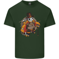 Steampunk Panda Bear Mens Cotton T-Shirt Tee Top Forest Green
