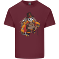 Steampunk Panda Bear Mens Cotton T-Shirt Tee Top Maroon