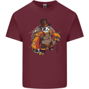 Steampunk Panda Bear Mens Cotton T-Shirt Tee Top Maroon