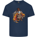 Steampunk Panda Bear Mens Cotton T-Shirt Tee Top Navy Blue
