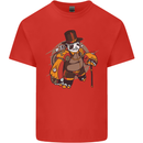 Steampunk Panda Bear Mens Cotton T-Shirt Tee Top Red
