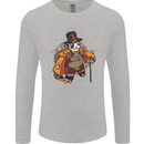 Steampunk Panda Bear Mens Long Sleeve T-Shirt Sports Grey