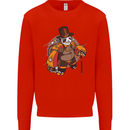 Steampunk Panda Bear Mens Sweatshirt Jumper Bright Red