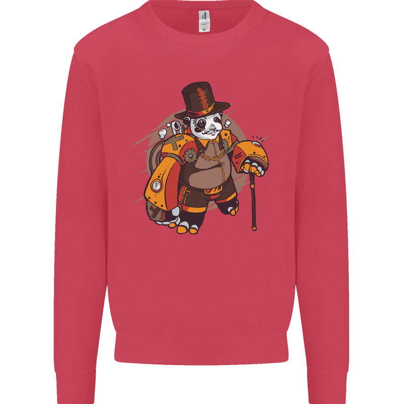 Steampunk Panda Bear Mens Sweatshirt Jumper Heliconia