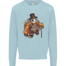 Steampunk Panda Bear Mens Sweatshirt Jumper Light Blue