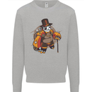 Steampunk Panda Bear Mens Sweatshirt Jumper Sports Grey