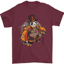 Steampunk Panda Bear Mens T-Shirt Cotton Gildan Maroon