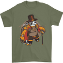 Steampunk Panda Bear Mens T-Shirt Cotton Gildan Military Green