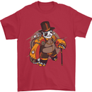 Steampunk Panda Bear Mens T-Shirt Cotton Gildan Red